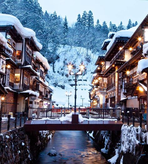 Ginzan Onsen Winter, Ginzan Onsen, Yamagata Japan, Japan Scenery, Onsen Japan, Japanese Onsen, Winter In Japan, Winter Wishlist, Japan Winter