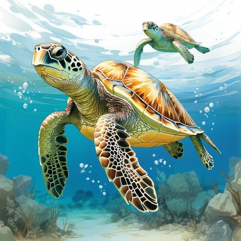 "Sea Turtle Watercolor" image by Circe Denyer https://www.publicdomainpictures.net/en/view-image.php?image=531351&picture=sea-turtle-watercolor #freeimage #sea #turtle #watercolor #publicdomain #CC0 Pictures Of Turtles, Sea Turtle Pictures, Sea Turtle Watercolor, Sea Turtle Painting, Turtle Images, Turtle Watercolor, Sea Turtle Art, Turtle Tattoo, Green Sea Turtle