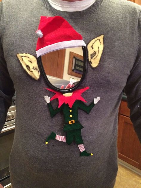 Easy Ugly Christmas Sweater, Homemade Ugly Christmas Sweater, Ugly Christmas Sweater Diy Funny, Funny Christmas Costumes, Ugly Christmas Sweater Outfit, Ugly Christmas Sweater Contest, Christmas Sweater Outfits, Diy Christmas Sweater, Funny Christmas Outfits