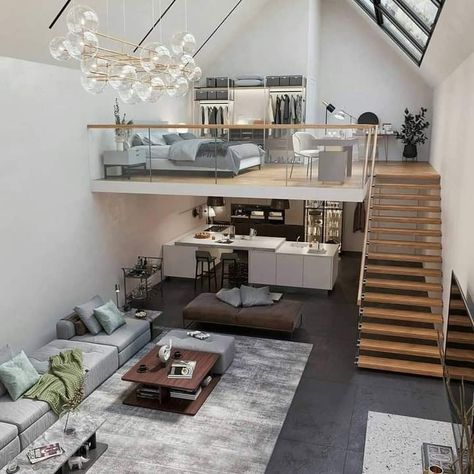 Loft House Design, Loft Interior Design, Tiny House Loft, House Loft, Small House Interior Design, House Floor Design, Small Apartment Design, Loft Interiors, Loft House