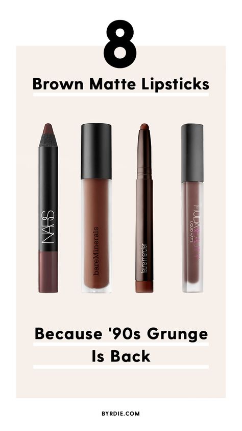 The best brown lipsticks Cool Brown Lipstick, 90s Brown Lipstick, Brown Lipstick Looks, Best Brown Lipstick, 90s Lipstick, Brown Lipstick Shades, Dark Brown Lipstick, Lipstick Ideas, Makeup 2022