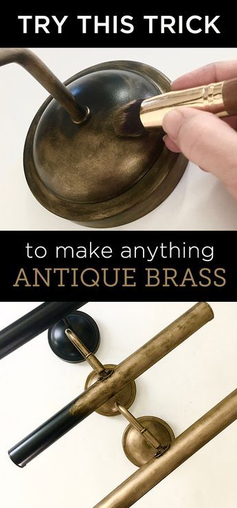 The trick to a realistic aged brass finish Rub And Buff, Diy Lampe, Nate Berkus, Diy Furniture Renovation, Furniture Rehab, Furniture Renovation, Home Inspo, Décor Diy, Furniture Restoration