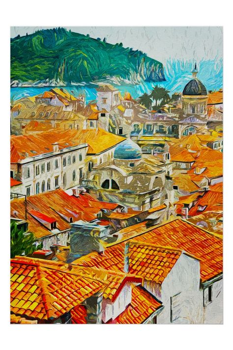 dubrovnik croatia Paint Poster, Paint Wall Art, Paint Wall, Vintage Watercolor, Paint Design, Dubrovnik Croatia, Dubrovnik, Vintage Travel Posters, Travel Prints