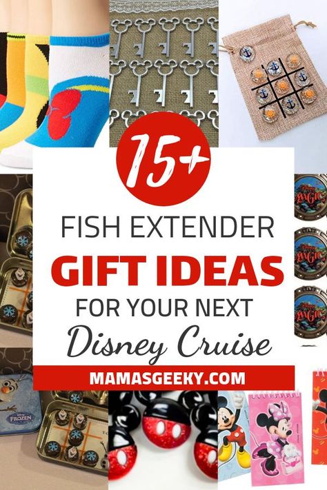 15+ Fish Extender Gift Ideas For Your Next Disney Cruise! #Disney #disneycruise #disneycruisetips #disneycruiseline #fishextendergifts #fishextender #fishextenderdiy Disney Cruise Halloween Fish Extender, Disney Fe Gifts, Disney Cruise Magnet Exchange, Disney Cruise Fe Gift Ideas, Fish Extender Gift Ideas Diy, Disney Pixie Dust Gifts, Gosh Extender Gifts, Pixie Dust Gift Ideas Disney Cruise, Disney Fish Extenders Diy