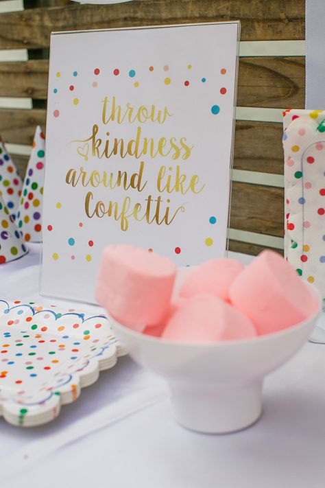 Confetti + Polka Dot Madness themed birthday party via Kara's Party Ideas | KarasPartyIdeas.com (50) Polka Dot Birthday Party, Sprinkles Birthday Party, Confetti Theme, Trampoline Party, Polka Dot Theme, Birthday Party Table Decorations, Confetti Birthday Party, Polka Dot Birthday, Sprinkle Party