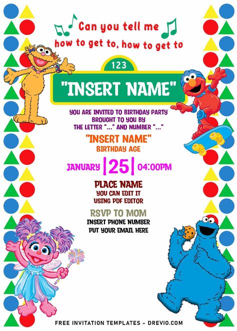 (Free Editable PDF) Adorable Sesame Street Birthday Invitation Templates | Download Hundreds FREE PRINTABLE Birthday Invitation Templates Sesame Street Birthday Invitation, Sesame Street Birthday Invitations, Sesame Street Invitations, Sesame Street Birthday Party, Sesame Street Party, Free Printable Birthday Invitations, Sesame Street Birthday, Birthday Flyer, Delicious Cookies