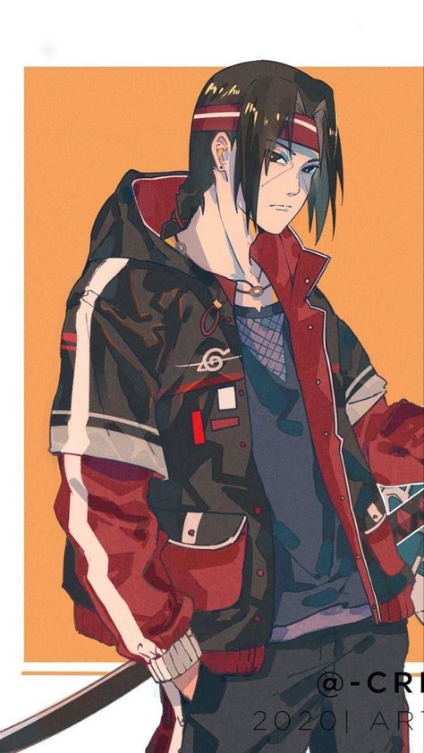 Itachi Uchiha Outfits, Itachi Streetwear, Naruto Streetwear, Naruto Fashion, Modern Naruto, Kakashi Itachi, Anime Street, Fan Art Anime, Photo Naruto