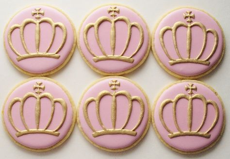 Crown Cookies, Princess Cookies, Fancy Cookies, Cookie Inspiration, Pink Set, Iced Cookies, Baby Shower Cookies, Cut Out Cookies, Orange Zest