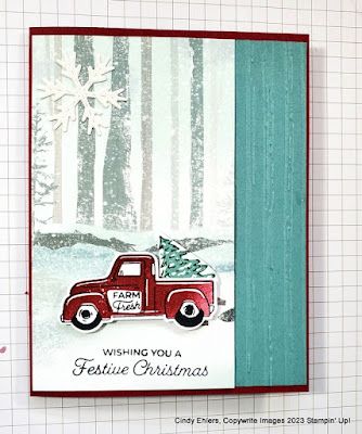 Cindy's Stamping Studio : Another Christmas Sneak Peak - Trucking Along One Horse Open Sleigh, Christmas Card Ideas, Car Card, Stampin Up Christmas Cards, Christmas Car, Stampin Up Christmas, Christmas Truck, Marianne Design, A Truck