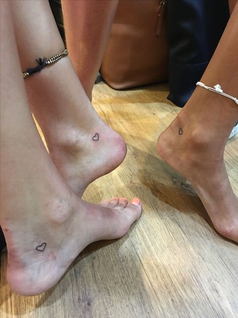 Small Bff Tattoos, Heart Tattoo Ankle, Small Heart Tattoo, Female Tattoo Artist, Exotic Tattoos, Bestie Tattoos, Watercolour Tattoos, Friends Heart, Small Heart Tattoos