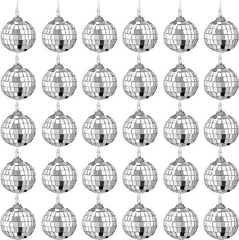 30 Pcs 1.6 Inch Mirror Disco Ball 50's 60's 70's Disco Party Hanging Decoration DJ Light Effect Silver Stage Props Hanging Disco Ball for Christmas Tree Ornament Decoration Game Accessories : Amazon.co.uk: Musical Instruments & DJ Disco Theme Parties, Mirror Disco Ball, 70s Disco Party, Dj Light, 70's Disco, Disco Party Decorations, Christmas Photo Props, Disco Theme, Stage Props