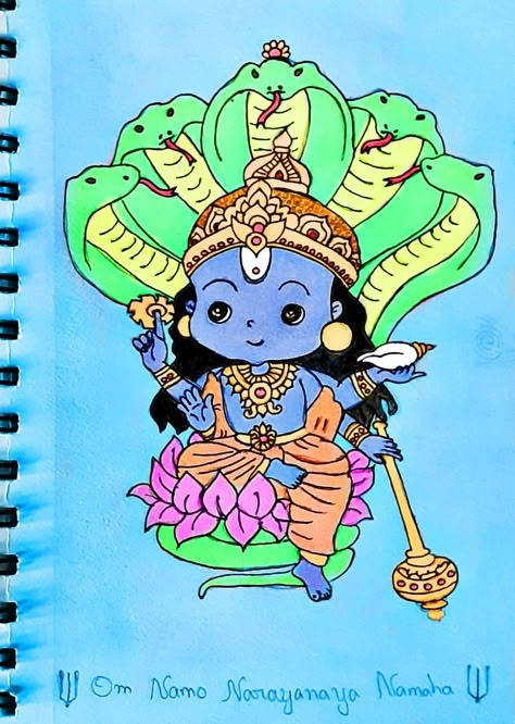 Lord Vishnu Drawing Easy, Vishnu Drawing Easy, Vishnu Bhagwan Drawing, Vishnu Cartoon, Lord Vishnu Sketch, Vishnu Drawing, Narayana Lord, Jagannath Painting Easy, Om Namo Narayana