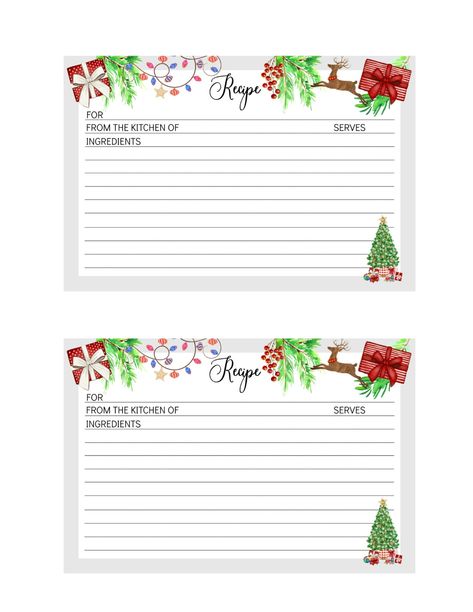 Christmas Jpg, Holiday Recipe Card, Christmas Recipe Cards, Recipe Cards Printable Free, Printable Recipe Card, Recipe Book Diy, Recipe Paper, Recipe Cards Template, Christmas Recipe