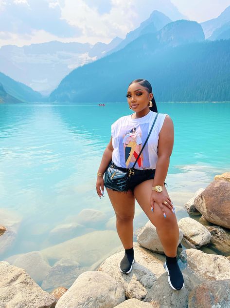 Tamara Renaye, Lake Louise Banff, Two Eyes, 2022 Style, Shorts Outfits, Lake Louise, Girls Summer Outfits, My Trip, Dope Outfits