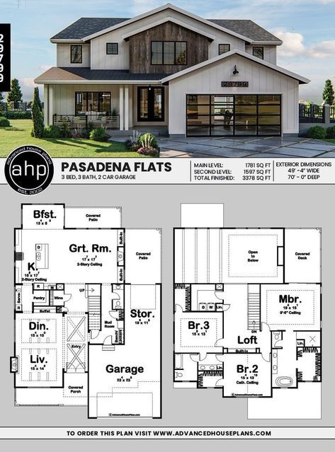 2 Story Modern Farmhouse, House Plans 2 Story, Two Story House Plans, Casas The Sims 4, Modern Style House Plans, Sims House Plans, House Layout Plans, Sims House Design, Farmhouse Plan