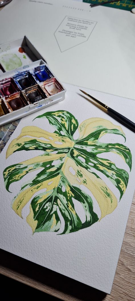 Constellation Painting, Monstera Illustration, Plant Drawings, Monstera Thai Constellation, Thai Constellation, Constellation Tattoos, Tropical Tree, Watercolor Ideas, Plant Drawing