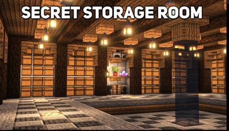 Chest Room Minecraft, Minecraft Chest Room, Storage Minecraft, Minecraft Storage Room Ideas, Storage Room Ideas, Minecraft Storage Room, Room Tutorial, Underground Storage, Interior Design Minecraft