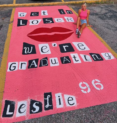 Car Parking Spots Painted, Senior Paint Parking Spot, Trio Senior Parking Spots, Clueless Senior Parking Spot, Senior Year Painting Ideas, Highschool Painted Parking Spots, Princess Parking Only Parking Spot, Painting A Parking Spot, Group Senior Parking Spot Ideas