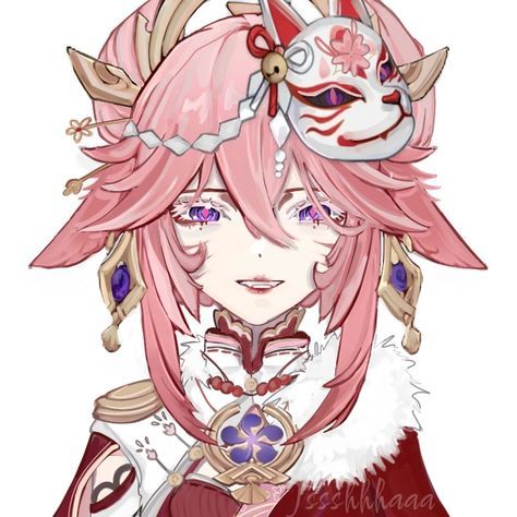 Yae Miko Redesign, Genshin Redesign, He Wants Me, Sloth Art, Engagement Hairstyles, Face Icon, Yae Miko, Having No Friends, Art Block