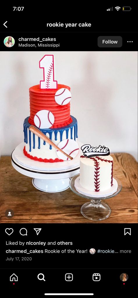 1st Birthday Rookie Of The Year Cake, 1st Birthday Baseball Smash Cake, My Rookie Year First Birthday Cake, 1st Birthday Baseball Theme Cake, Baseball Theme Birthday Party Cake, Baseball Themed First Birthday Cake, Baseball Theme 1st Birthday Party, Baseball Party Desserts, Rookie Of The Year Smash Cake