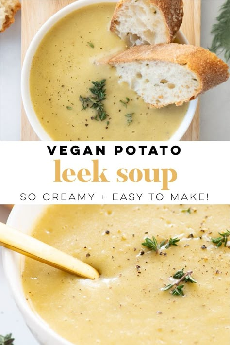 Slow Cooker Tikka Masala, Ella Vegan, Vegan Potato Leek Soup, Leeks Soup Recipes, Pudding Chia, Potato Leek, Potato Leek Soup, Vegan Potato, Leek Soup