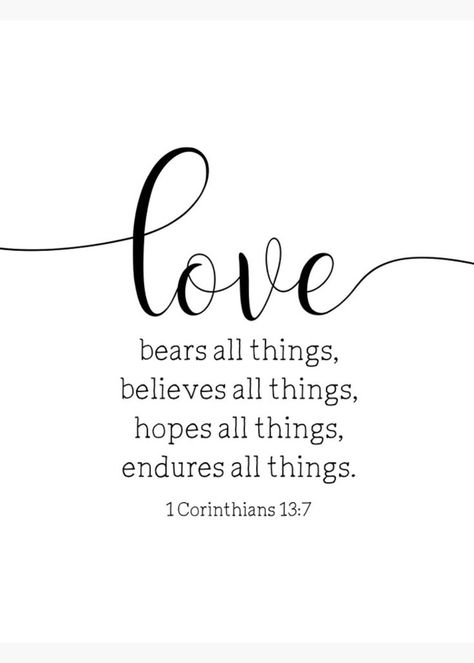 Love bears all things, believes all things, hopes all things, endures all things, 1 Corinthians 13 7. Bible verse, love quote, anniversary gift, wedding decor, motivational quote, valentine's day, inspirational quote, gift for her, Christian gift, ArtfulZuzu. Christian Anniversary Quotes, Marriage Quotes Images, Bible Verse Love, Love Bears All Things, 1 Corinthians 13, Love Bear, Daily Bible Verse, Anniversary Quotes, Marriage Quotes