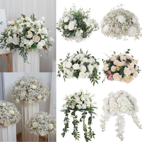 eBay eBay Product Details Artificial Flower Ball Floral Wedding Arrangement Top Table Backdrop Decor 50cm Features: 100% brand new and high quality Made of non-toxic material with high color saturation, these artificial flowers are soft and beautiful that looks vivid and lifelike. These beautiful fake flower balls can be placed directly on the top of flower vases or stands to be table centerpiece or load lead for weddings, parties, festivals and other big occasions. The artificial flower arrange Artificial Flower Wedding Decor, Flower Ball Centerpiece, Table Backdrop, Flower Balls, Table Flower Arrangements, Party Table Centerpieces, Backdrop Decor, Wedding Party Table, Venue Decorations