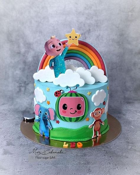 Cocomelon Cake Ideas For Boy, Bday Cake For Boys Kids, Coco Melon Theme Cake, Kids Cake Ideas Girl, Cocomelon Birthday Cake Boy, Cocomelon Birthday Cake Girl, Cake Designs Birthday Kids Boy, Boys Cake Design, Coco Melon Cake Ideas