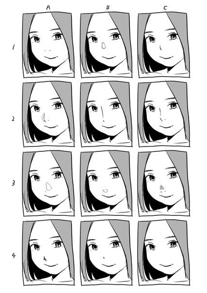 Noses Reference Drawing, Nose Styles, Manga Nose, Draw Noses, Drawing Nose, Anime Nose, Drawing Face Expressions, How To Draw Anime, 얼굴 드로잉