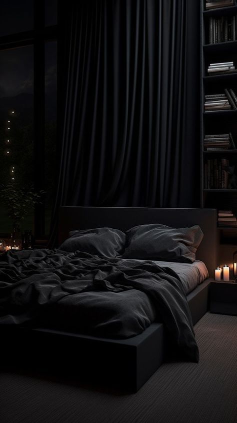 Goth Bedroom Ideas, Dark Bedroom Aesthetic, Dark Cozy Bedroom, Goth Bedroom, Gothic Bedroom, Feminine Bedroom, Moody Bedroom, Dark Bedroom, Dark Home Decor