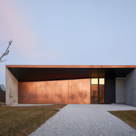 Copper Facade Architecture, Copper In Architecture, Concrete Exterior, Copper House, Cabin Interior Design, Architecture Mapping, Terracotta Roof, House Cladding, Concrete Architecture