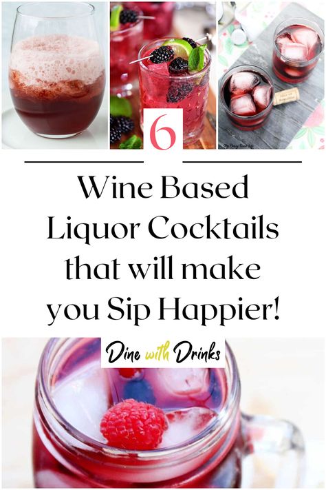 Collage of 4 wine based liquor cocktails. Unique Drinks, Unique Drink, Wine Night, Party Mix, Wine Cocktails, Riesling, Wine Lover, Tasty Recipes, Party Drinks