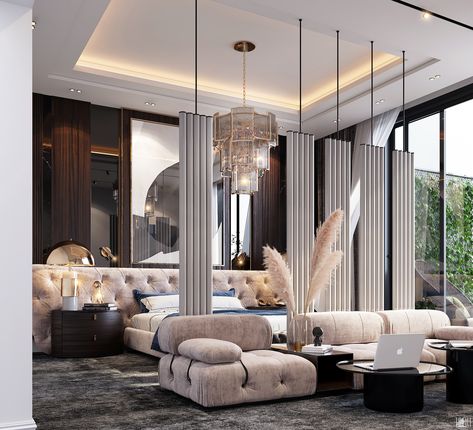 Luxurious Bedroom with seating area Modern Luxury Living Room, Hiasan Bilik Tidur, Bilik Idaman, Bedroom Seating Area, Modern Luxury Bedroom, Luxury Bedroom Design, Hiasan Bilik, Bedroom Seating, Bilik Tidur