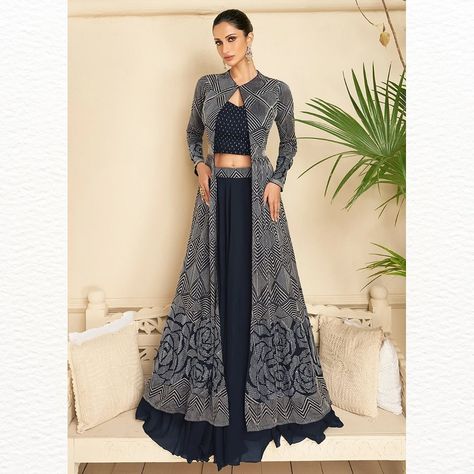 Jacket Style Wedding Party Lehenga Skirt Suit | Available Now Get ready to make a head turning appearance this season at parties & festivities in our newest collection of indo-western lehenga set. 💰 – $97.99/- USD – Free Size Stitched/42 🔍 Product Code – “AW5288” 🛍️ Shop Now – https://empress-clothing.com/collections/lehengas [ Empress Clothing, Lehenga Choli, Lehenga Collection, Designer Lehenga, Party Wear Lehenga, Indo Western Lehenga, Indian Outfits, Indian Dresses Online, Indian ... Long Koti, Diksha Singh, Party Wear Western Dresses, Indo Western Lehenga, Western Lehenga, Jacket Lehenga, Crop Top Design, Crop Top Styles, Lehenga Choli Designs