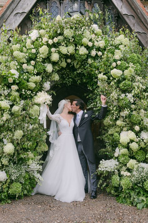 Wedding Arch Elegant, Green Hydrangea Wedding, Wedding Greenhouse, Floral Palette, Pond Wedding, Floral Arches, Summer Wedding Ceremony, Ceremony Florals, Wedding At Home