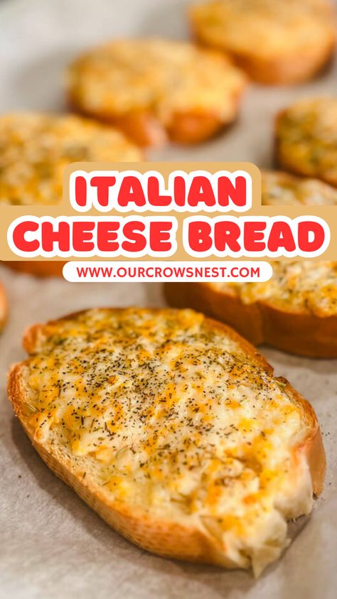 Make this super easy Italian cheese bread recipe spread in 5 minutes, using only 5-ingredients! #sidedishes #cheesebread #cheesybread Sliced Italian Bread Recipes, Italian Bread Toppings, Cheese French Bread Recipe, Things To Make With Italian Bread, What To Do With Italian Bread, Cheddar Cheese Quick Bread Recipe, Recipes Using Italian Bread, Easy Cheese Bread Recipes, Bread Cheese Recipes