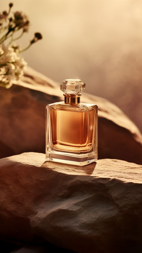 Prompt - On a stone, there was a bottle of Guerlain perfume against a pale gold background, and the light was shining from left to right 😃Midjourney V5. Product photography, 3D rendering, stock product background, advertising, #midjourney Author - QIAOjiang2023 Commercial Photography Product, Guerlain Perfume, Creative Advertising Photography, Fragrance Photography, Cosmetic Creative, Glass Photography, Perfume Bottle Design, Perfume Photography, Perfume Ad