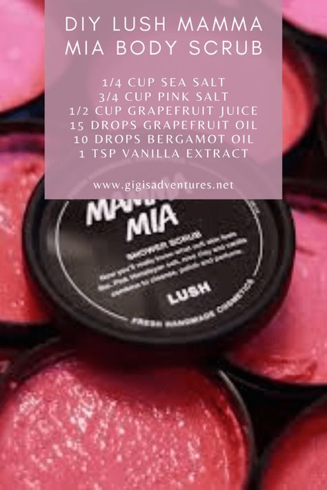 DIY Lush Mamma Mia Body Scrub Copycat | Lush Mamma Mia Copycat Copycat Lush Recipes, Diy Lush Scrubee, Lush Karma Recipe Diy, Lush Diy Copycat, Lush Sleepy Lotion Diy, Lush Soap Recipes, Diy Lush Products, Lush Copycat Recipes, Lush Inspired Diy