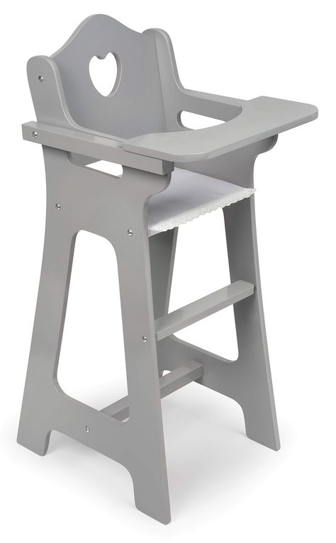 PRICES MAY VARY. Sophisticated gray and white doll high chair has a tray that lifts and lowers and fabric trim on the seat Fits dolls up to 18 inches (doll not included) Frame is made with wood and engineered wood, and the seat cover is fabric Overall doll high chair measures 10.5 inches W x 12.5 inches L x 24 inches H Fits 18 inch dolls such as American Girl, My Life As, Madame Alexander, and Our Generation; and also fits 15 inch American Girl Bitty Baby dolls and 14.5 inch American Girl Wellie White Seat Covers, Doll High Chair, Indoor Toys, Composite Wood, Doll Furniture, Seat Pads, Seat Covers, Seat Cover, Step Stool