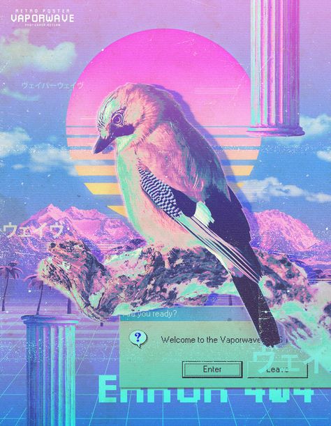 Vaporwave - Retro Poster Photoshop Action Tropical Vaporwave, Vaporwave Graphic Design, Retro Wave Aesthetic, 80s Vaporwave Aesthetic, Vapor Wave Aesthetic, 80s Graphic Design, Vaporwave Poster, Vaporwave Design, Retro Vaporwave