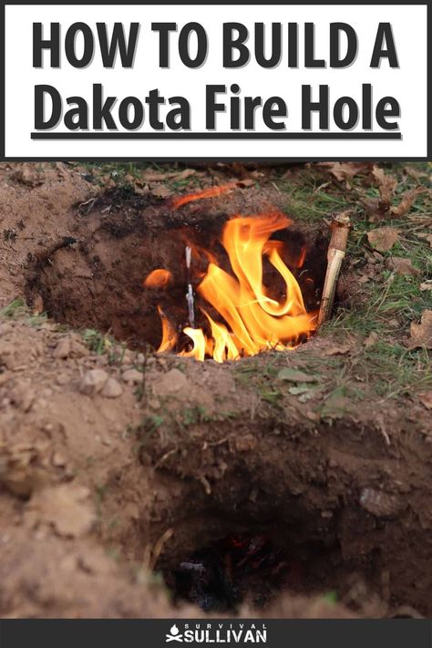 A Dakota fire hole is a fantastic and clever way of making fire without too much visible smoke or flames. Here's step by step how to make one. #wildernesssurvival #bushcraft #prepper #survival Dakota Fire Pit, Dakota Fire Hole, Dakota Fire, Emergency Preparedness Food Storage, Survival Fire, Survival Knots, Bushcraft Skills, Survival Skills Life Hacks, How To Make Fire