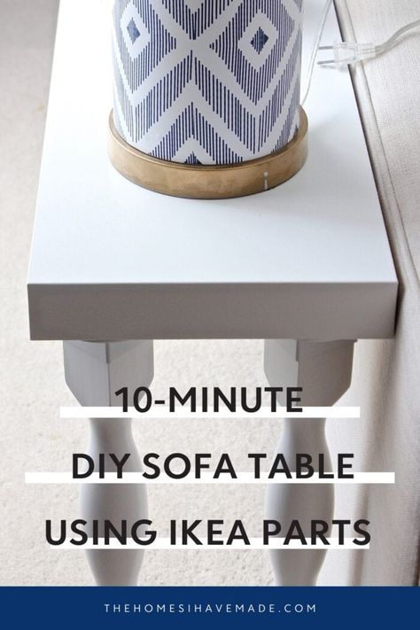 Make A Sofa Table, Simple Sofa Table, Ikea Legs, Ikea Lack Shelves, Easy Ikea Hack, Ikea Lack, Diy Sofa Table, Simple Sofa, Wallpaper Furniture