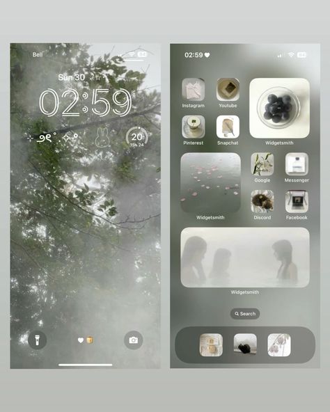 Dreamy Homescreen, Andriod Layout Homescreen, Ios Aesthetic Layout, Iphone Lay Out, Iphone Home Screen Layout Aesthetic, Phone Themes Ideas, Ios Phone Layout, Ios Theme Ideas, Ios Layout Aesthetic