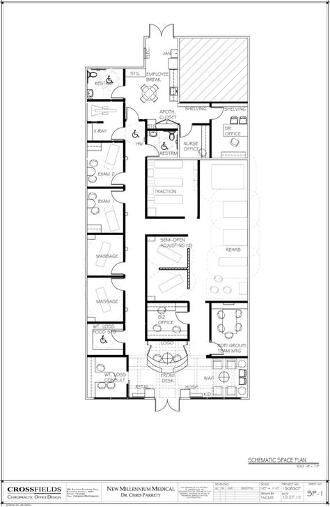 New Millennium Medical - Chiropractic Office Design Integrated Medicine, Skincare Room, Hospital Floor Plan, Chiropractic Office Design, Office Space Planning, Hospital Plans, Office Reception Design, Studio Medico, Office Floor Plan