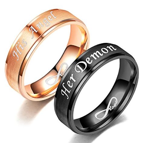 Blowin His Angel/Her Demon Love Infinity Relationship Ring Stainless Steel Engagement Wedding Band Anniversary Gift for Women Men Relationship Ring, Relationship Rings, Couple Rings Gold, Couples Jewelry, Stainless Steel Wedding Bands, Couple Ring Design, Matching Wedding Rings, Promise Rings For Couples, Claddagh Ring