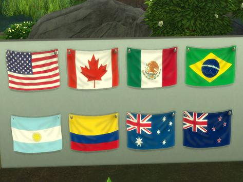 Country Flags Sims 4 Cc, Sims 4 Flags Cc, Sims 4 American Flag, Sims Car, Cambodian Flag, Room Flags, Megan Hess Illustration, Caribbean Flags, Sims Furniture