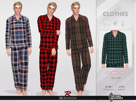 Sims 4 Mac, Pajamas Shirt, Sims 4 Male Clothes, Boys Pjs, Pajamas Pants, Jumpsuit Fall, Mens Pajama Pants, Sims 4 Dresses, Pajama Outfits