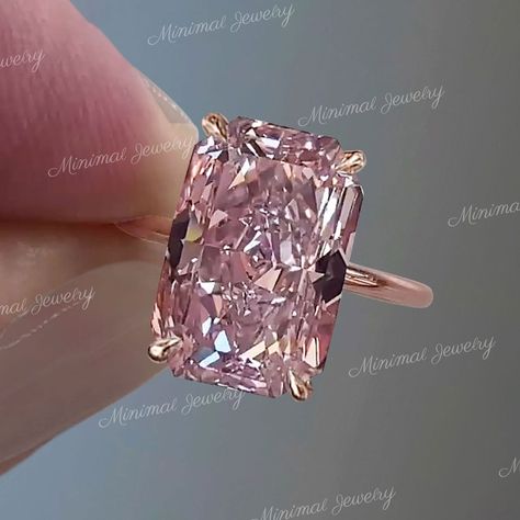 11 CT Radiant Morganite Engagement Ring Rose Gold Morganite Ring Pink Morganite Solitaire Ring Large Morganite Wedding Ring Cocktail Ring - Etsy Pink Rings Engagement, Pink Wedding Ring, Big Stone Rings, Morganite Ring Engagement, Pink Stone Engagement Rings, Morganite Wedding Ring, Morganite Solitaire Ring, Engagement Ring Color, Morganite Wedding Rings