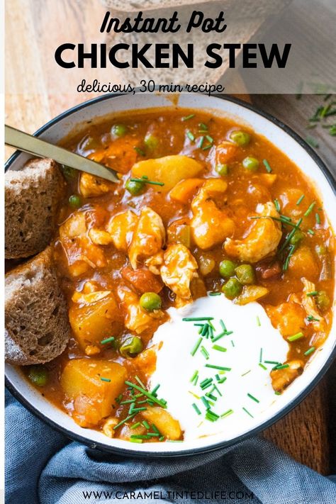 Instant Pot chicken stew #easy #recipe #chicken #stew #instantpot #instapot #stew Crock Pot Chicken Stew Recipes, Instant Pot Stew Recipes, Stew Recipes Instant Pot, Instant Pot Chicken Stew Recipes, Instant Pot Chicken Casserole, Chicken Thigh Instapot Recipes, Instant Pot Soups And Stews, Chicken Thigh Stew Instant Pot, Instant Pot Chicken Stew