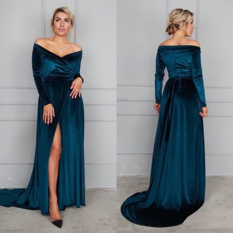 It is made from velvet that is soft fabric with satin feel and pleasant glow. With this dress, you will really stand out of the crowd because such striking beauty cannot be unnoticed. Teal Velvet Dress, Copper Bridesmaid Dresses, Dress Separates, Maxi Dress Bridesmaid, Titanic Dress, Ivory Bridal Gown, Mauve Bridesmaid Dress, Rust Bridesmaid Dress, Prom Skirt